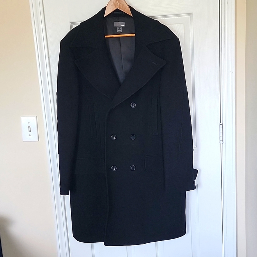 H&M Men's wool blend long double breested coat